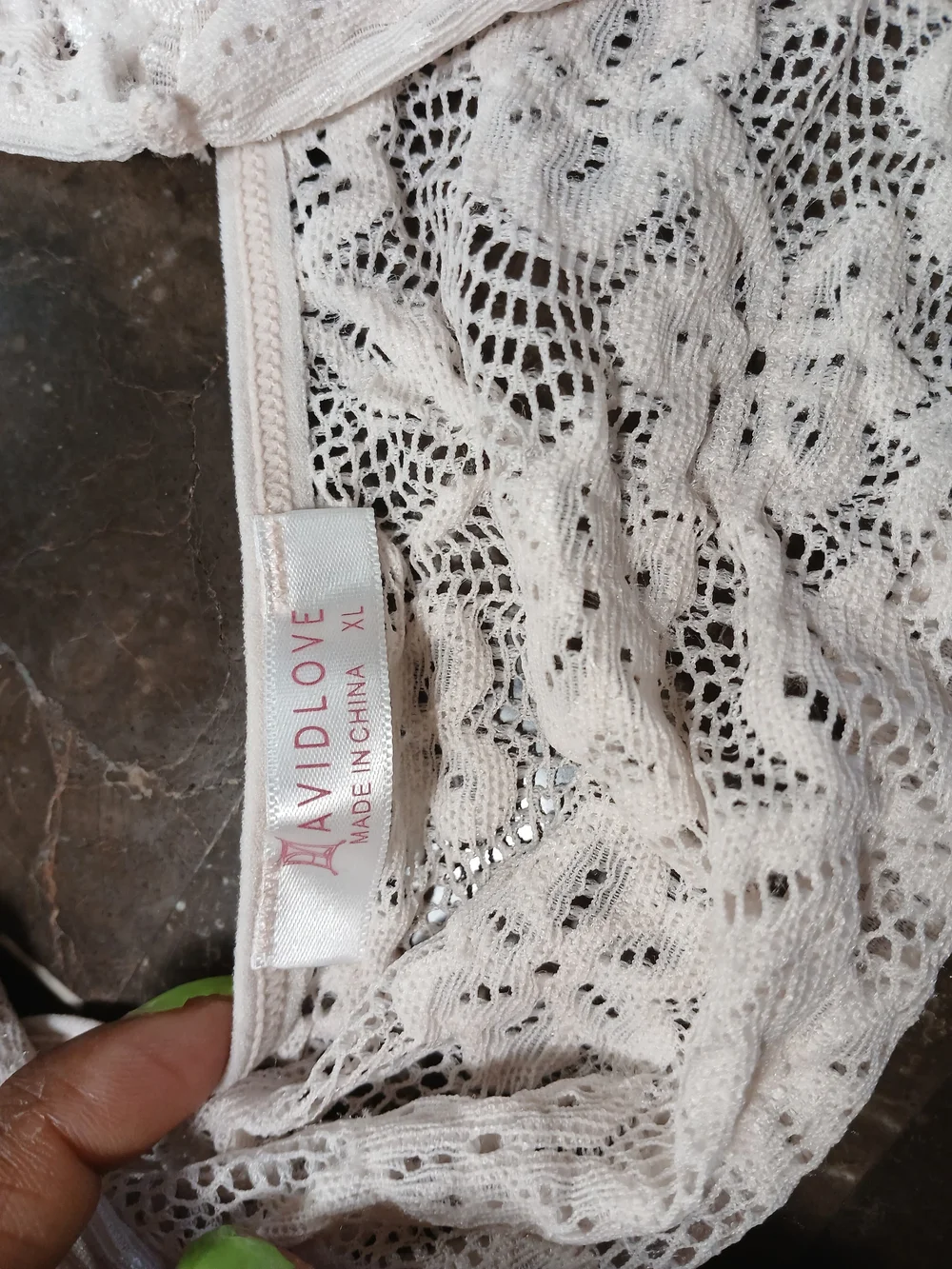 Lace Bandeau Bralette with Satin Trim in Light Pink - Picture 7 of 11